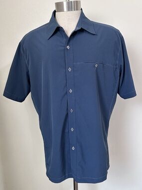 Kuhl Renegade Tufflex Men 's XL Blue Short Sleeve Performance Metal Button